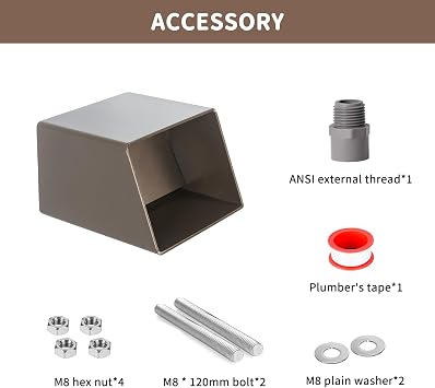 PONDO 6 Square Outdoor Water Fountain Spout - Stainless Steel 316 Spillway Scupper with Contemporary Design for Pools, Ponds, Water Walls, and Fountains (Brown)