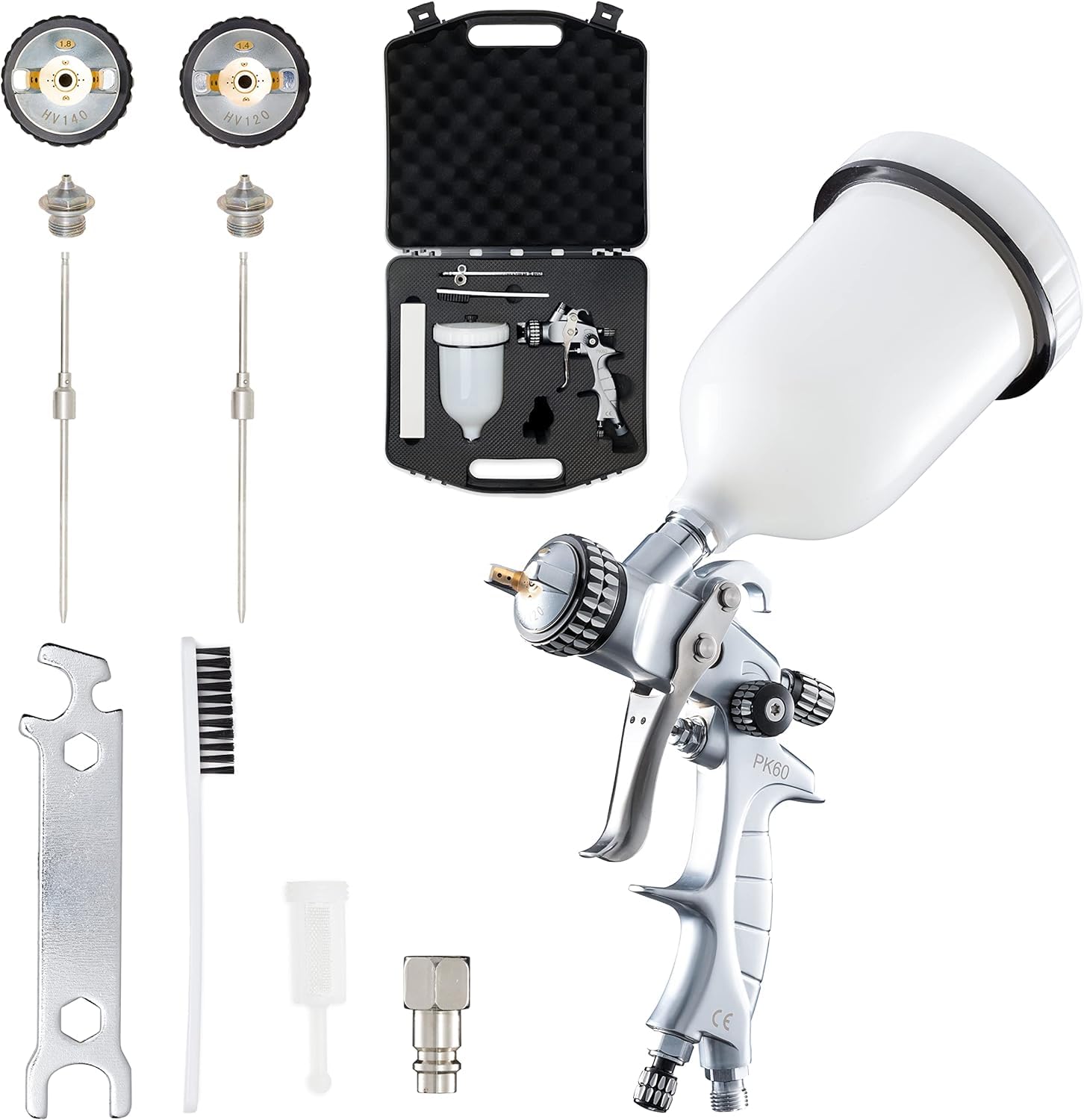 Pistola Per Verniciare Set Pistola Venice A Spuzzo PK60 HVLP Ugello Da 1,4 Mm 1,8 Mm Anest Iwata - Foto 9