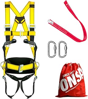 PONSA CGPK8C – HARNAIS ANTICHUTE DE SÉCURITÉ travail en hauteur: KIT COMPLET avec 2 points d'ancrage + ceinture de positionnement + sangle d'arrimage + 2 mousquetons