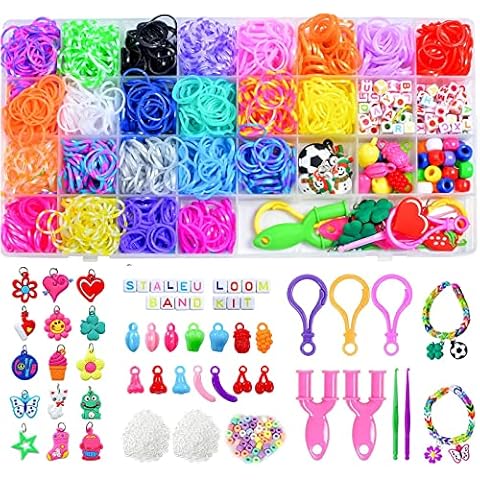 Loom Band Kit, Loom Bands Set with Charms Beads, 29 Grids Loom Bands Starter Kit Storage Case for DIY Refill Bracelet Making Craft Kits, X-mas Birthday Party Gift for Kids Cover