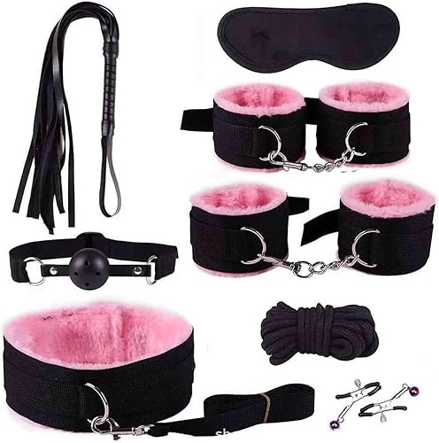 Kit de sujeción para cama de matrimonio, color rosa, para parejas de tamaño bajo King, juegos de cama Queen para mujeres, correas sexuales, barras