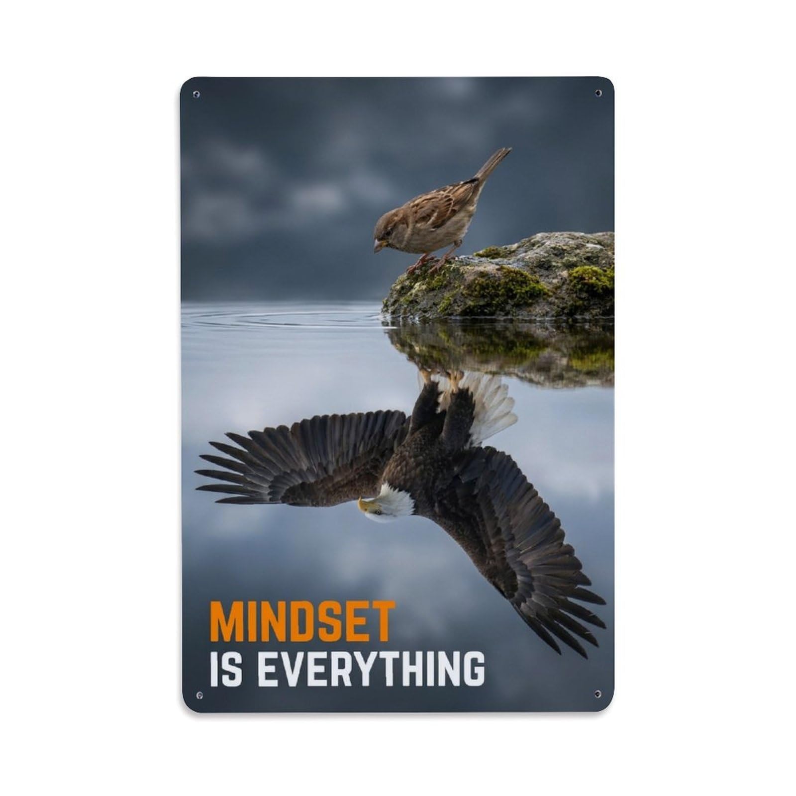 Olhnbad Style Eagle Bird Of Prey Mindset Is Everything Quote Metal Tin Sign