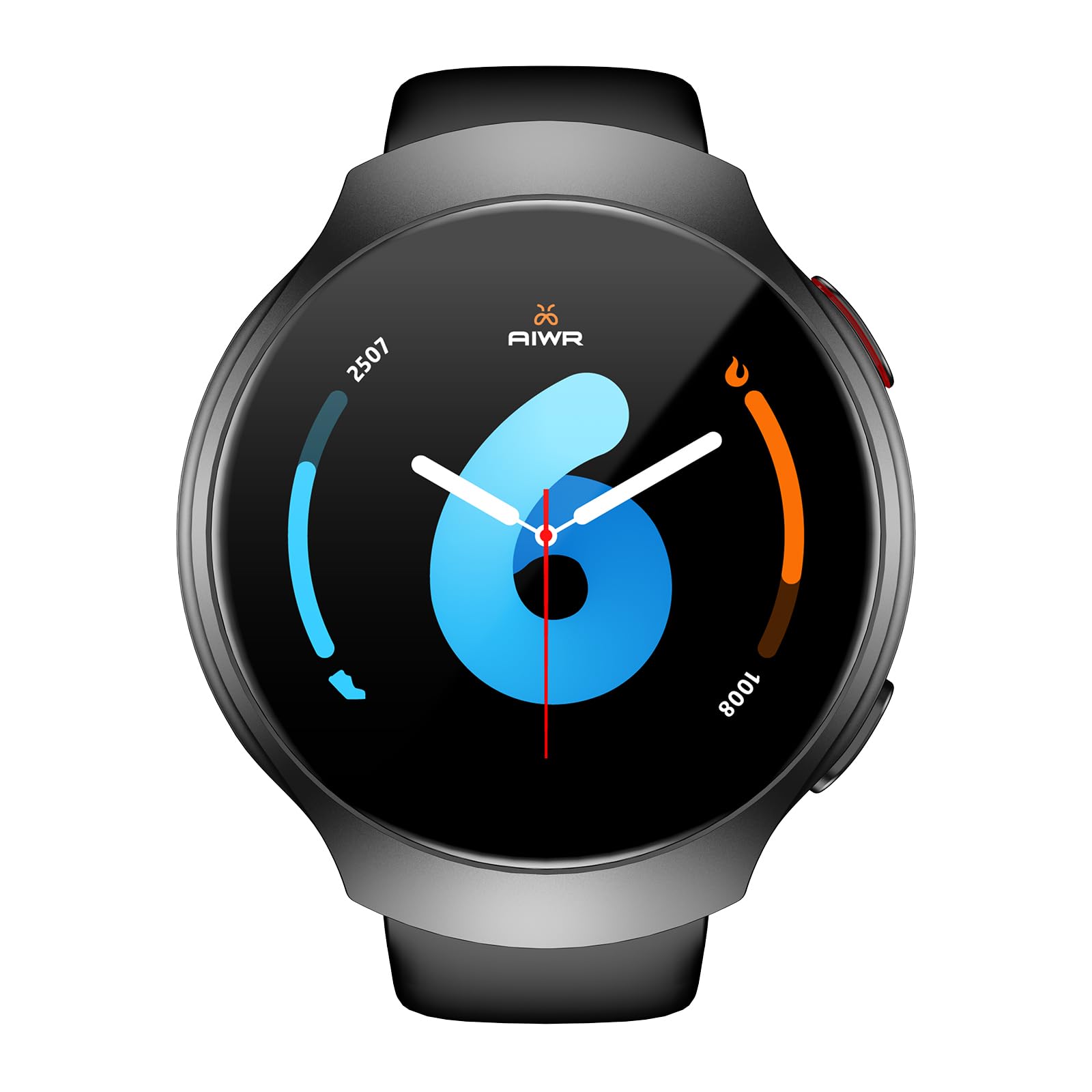 AIWR Orbit Reloj Inteligente 1.43'' AMOLED GPS Smartwatch, AI Watch Faces, Asistente ChatGPT, ENC Bluetooth Call, Ritmo cardíaco SpO2 Sueño Monitor, 5ATM Resistente al Agua para Android iOS (Negro)