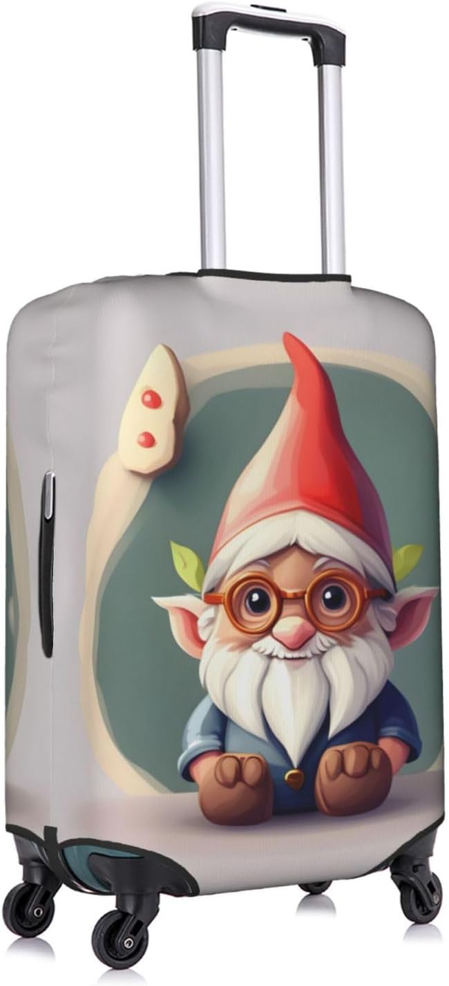 Cute Gnome Luggage Cover, Protective Washable Suitcase Cover With Concealed Zipper Fits 18 To 32 Inch