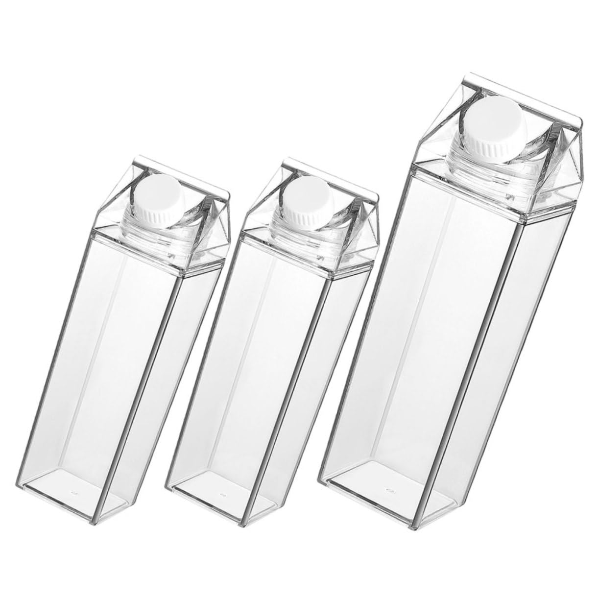 LABRIMP 3pcs Square Milk Cup Travel Water Bottles Coffee Carafe Refrigerator Accessories Milk Carton Bottle Clear Milk Bottles Plastic Milk Carton Transparent Empty Bottles Drink Accessory