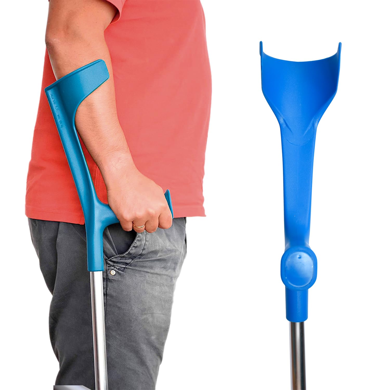 Muletas Adulto Regulables Aluminio, Pack de 2 Unidades. Ortopédicas con Contera Antideslizante. Anatómicas y Resistentes. Ajustables con Práctico Clip. Muletas Azules. Fabricado en España