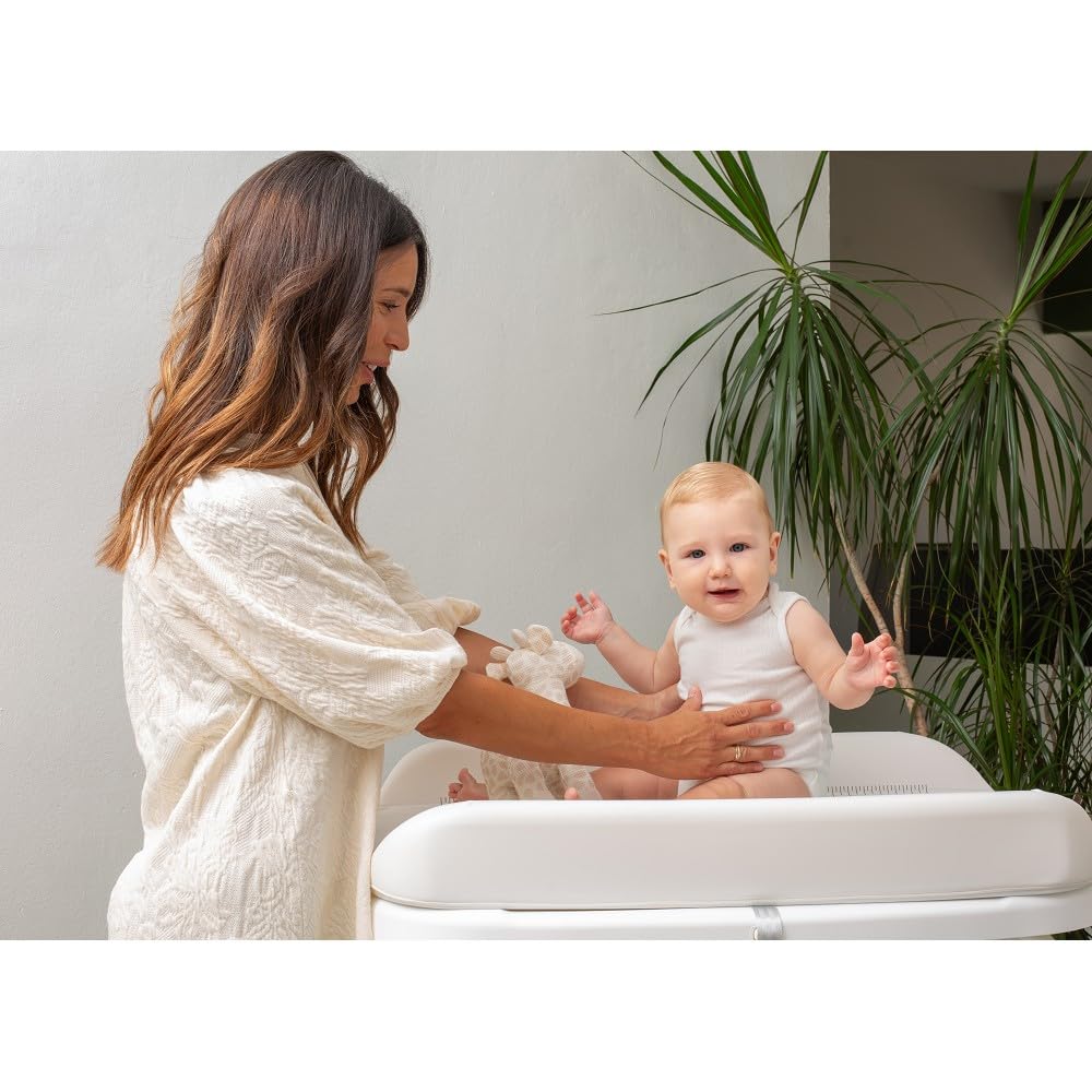 Interbaby Bañera Bebé Cambiador Plegable Patas, Ruedas, Hamaca (Dino) | Bañera con cambiador 2 en 1, hamaca anatómica extraíble, patas antideslizantes, altura ergonómica, portátil