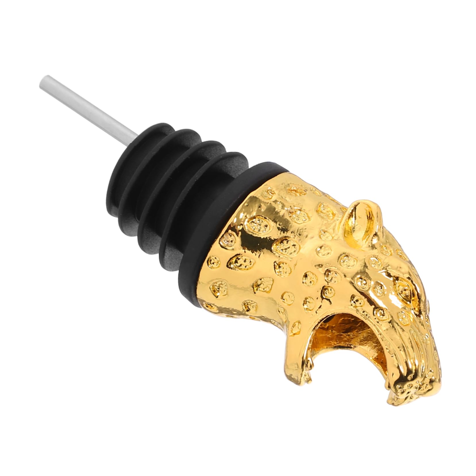 BESTYASH Leopard Head Shaped Wine Pourer and Bottle Stopper Alloy Wine Stoppers for Home Parties Unique Enhance Your Beverage Experience Golden Color