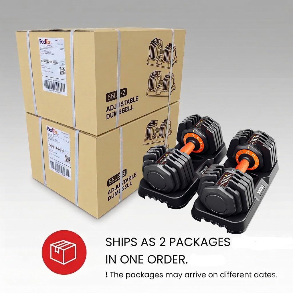 2026 Upgrade Adjustable Dumbbell Set 25lb/50lb, Small Increment in 3-6lb, 1 Hand Quick-Dial, 0-in-1 Adjustable Dumbbells with Tray, Anti-Slip Grip for Home Gym HIIT Strength Training