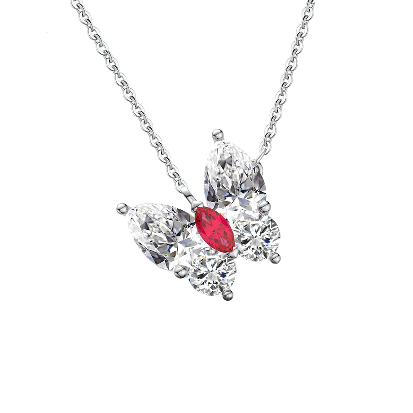 Ciondolo Donna Argento 925, Collana con Ciondolo a Farfalla in Zirconia cubica in 925 Argento per Donna Argento, Lunghezza 40+5cm