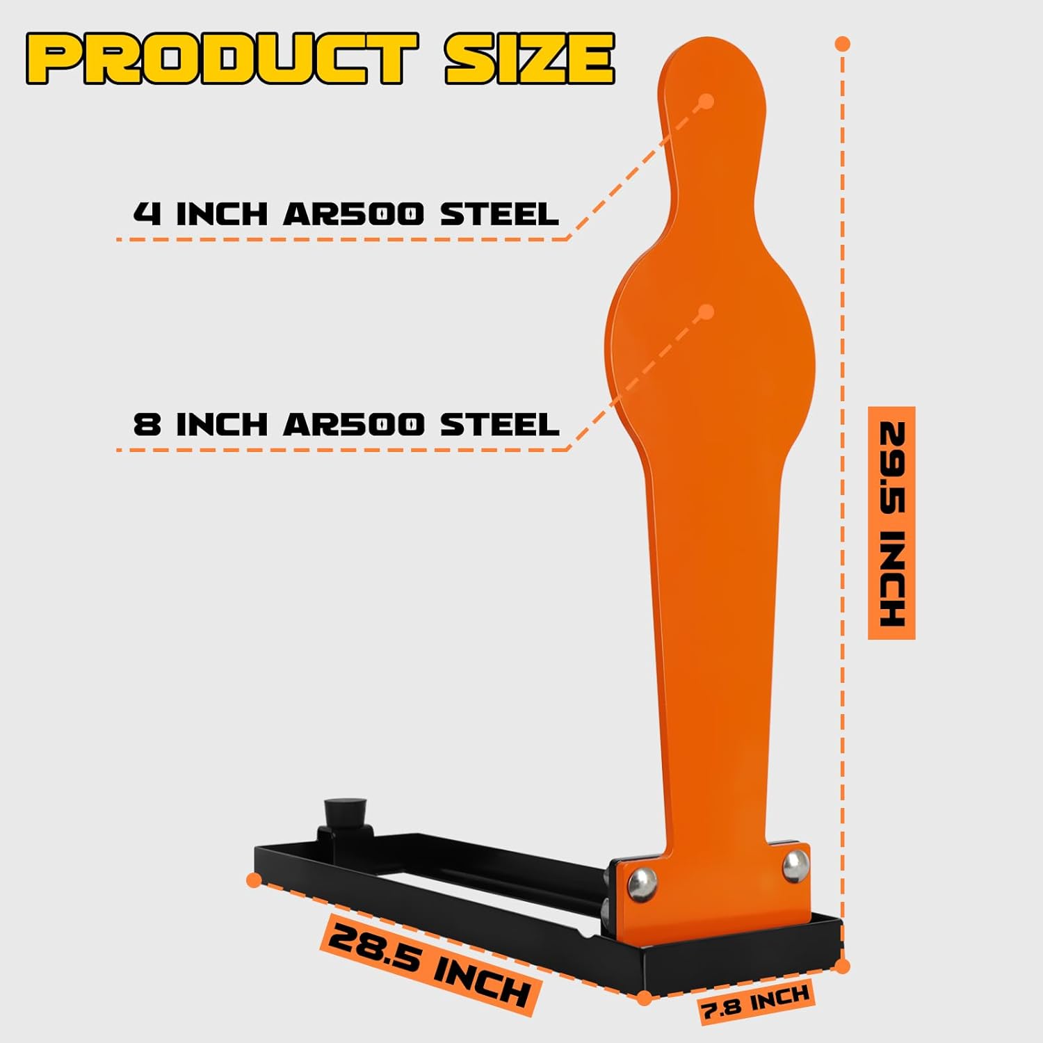 Highwild 28" AR500 Steel 3/8" Thick Auto Reset Popper Target for Pistol and Rifle Shooting - Orange