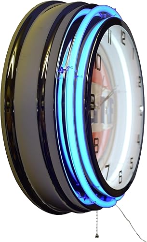 Miniatura 3 de 19 "Gasolina del Golfo Motor Oil Gas Station Sign Reloj de neón doble (azul)