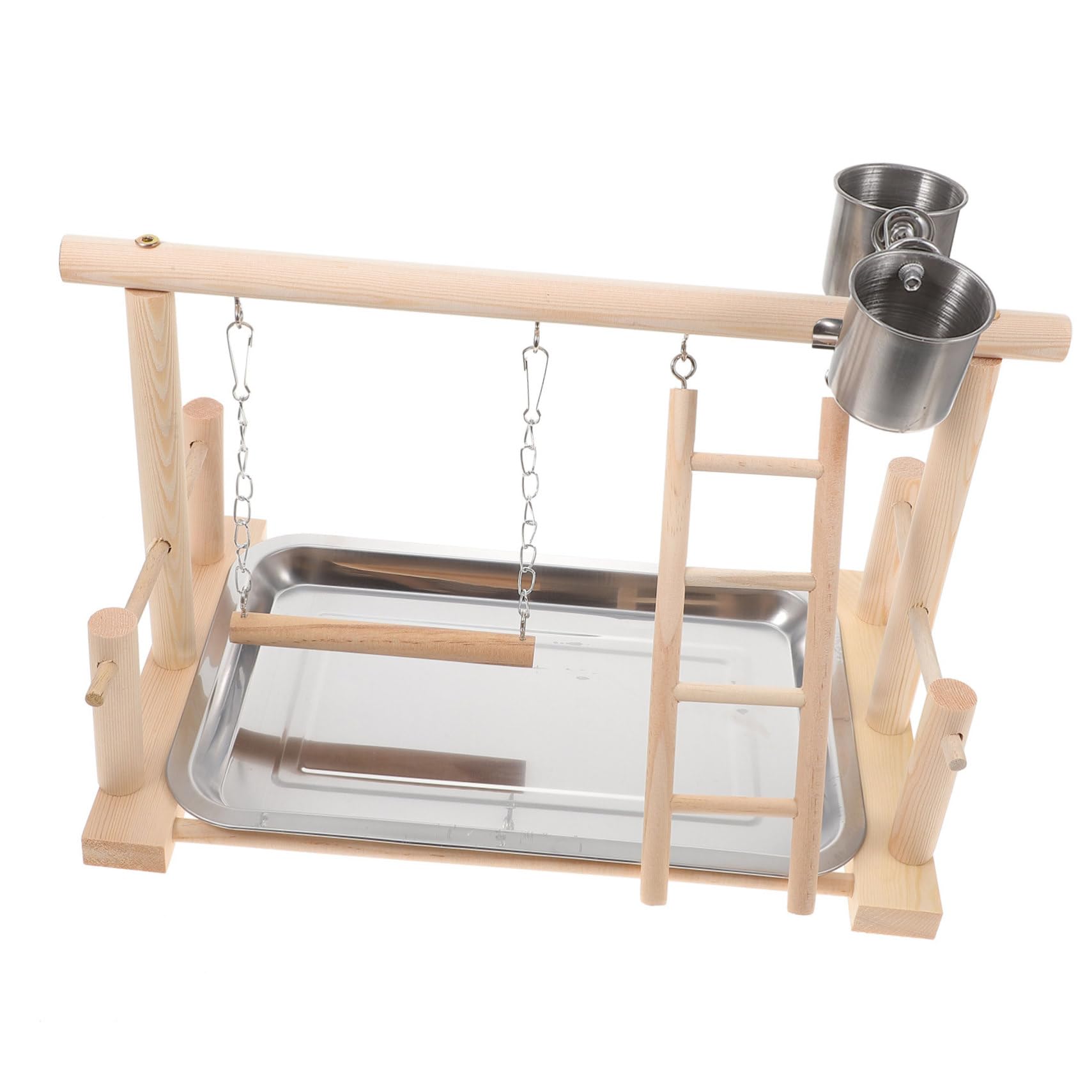 BESPORTBLE 1set Attività Per Uccelli Legno Palestra Gioco Per Pappagalli Stazione Di Allenamento e Riposo Con Base Stabile e Supporto Per Accessori