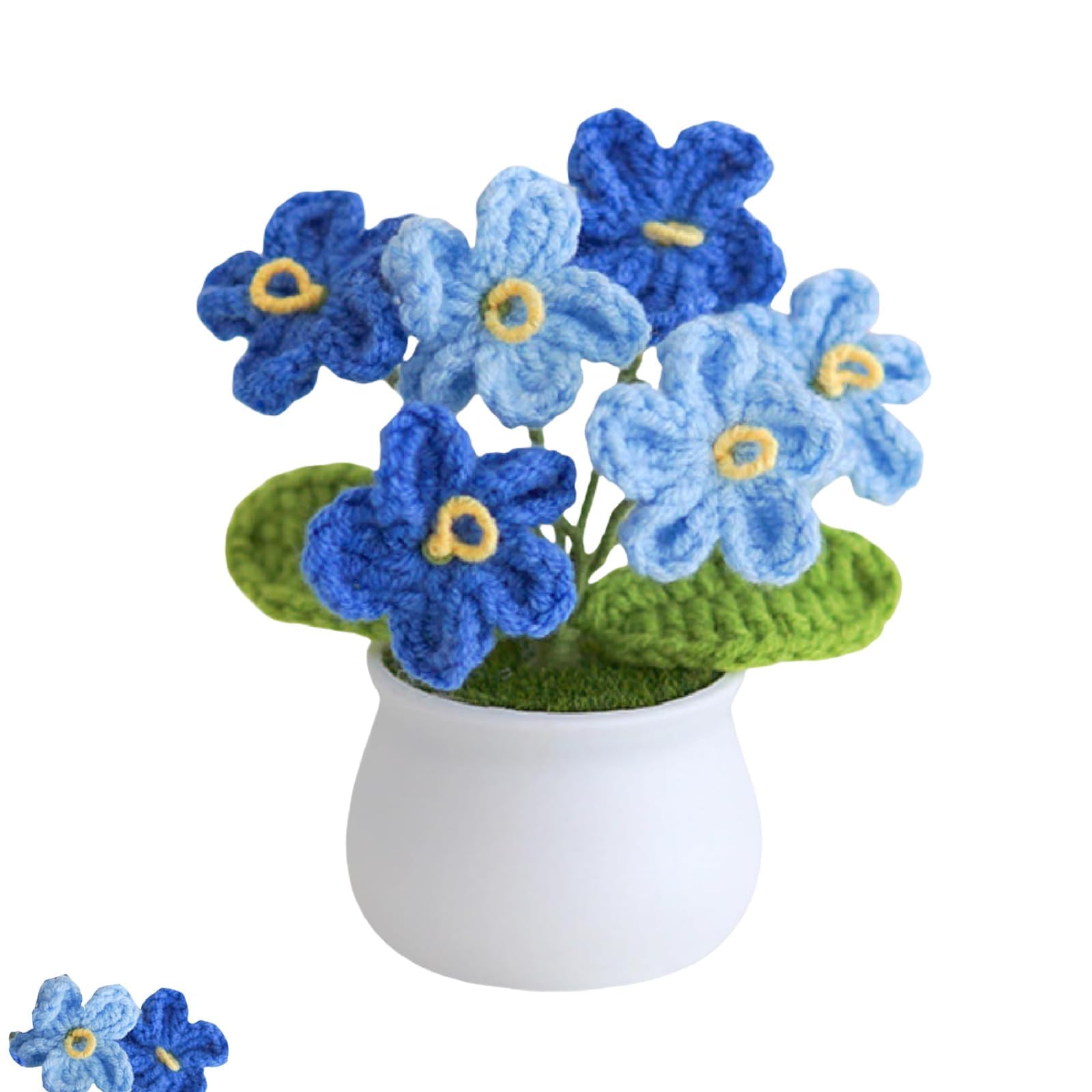 louuuou Forget Me Not Gifts Crochet Flowers, Crochet Flower Bouquet ﻿