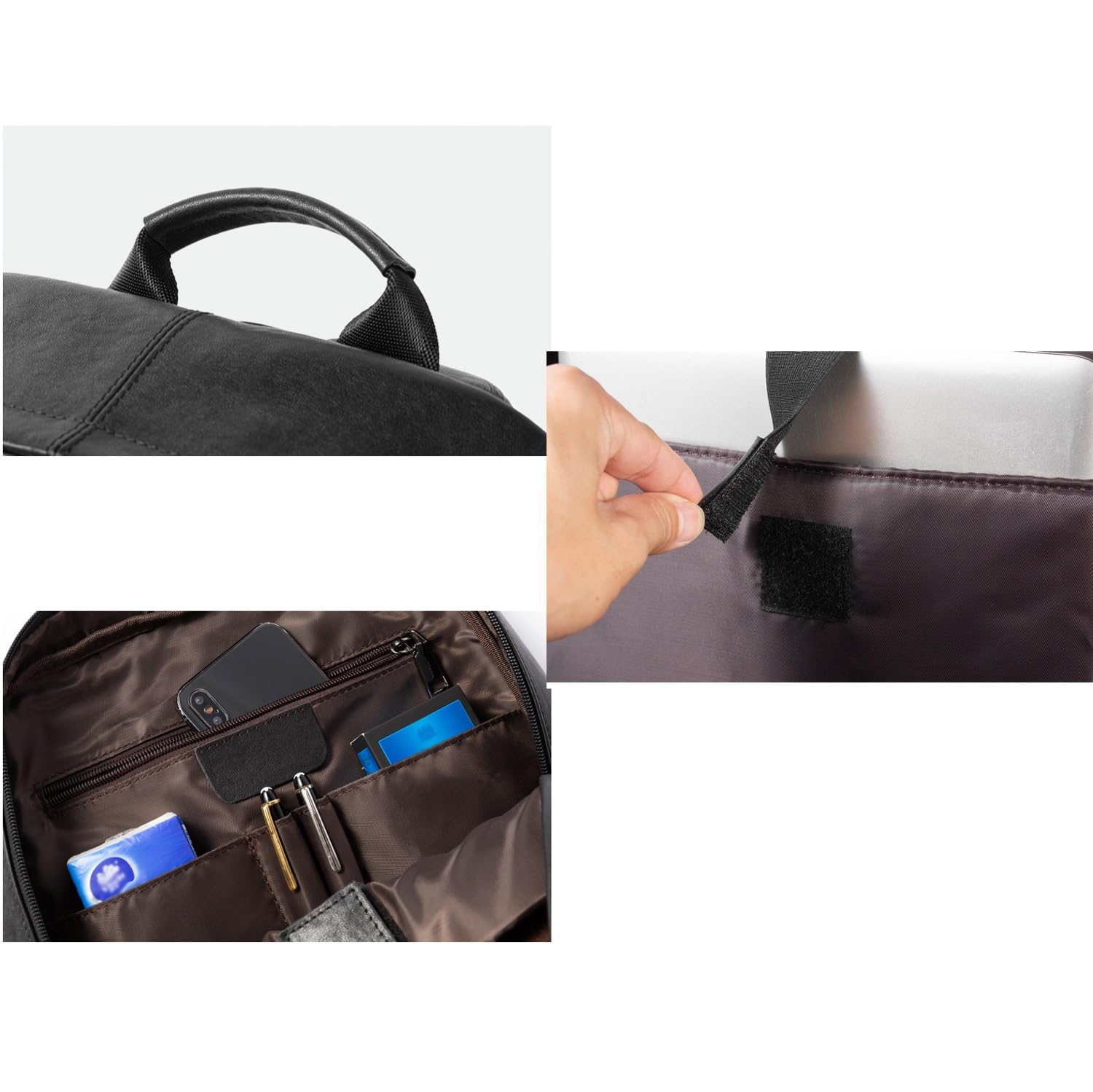 Plecak skórzany, wielofunkcyjny plecak na laptopa, biznesowy plecak podróżny na ramię, torba szkolna na ramię (Black 29 * 17 * 40cm)