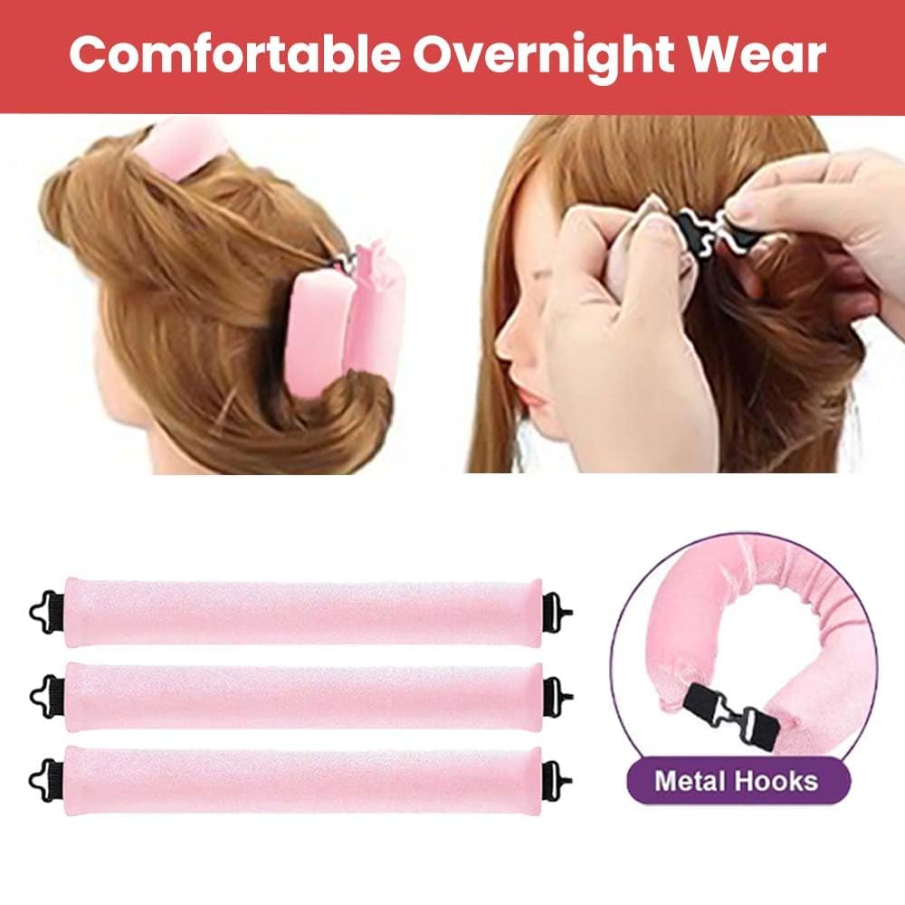 AADCART Heatless Hair Curler | Flexible Curling Rod with Hook, Satin Rollers for All Hair Types, No Heat Curls to Sleep for Curl Rods, Heatless Curls for Blowout Hair (Pink) 3