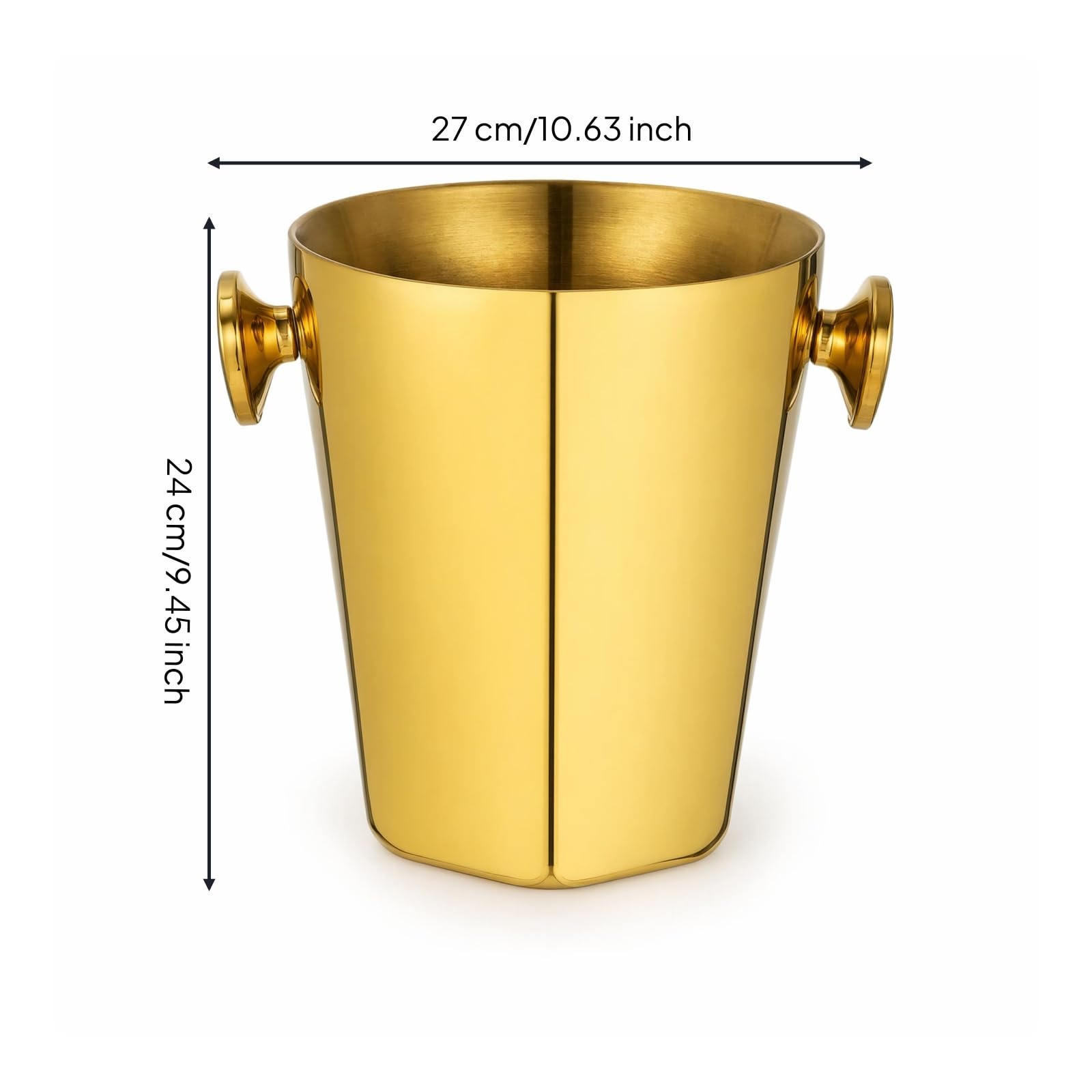 Secchiello in Acciaio Inox da Tavolo Secchiello con Manico Moderno Portaghiaccio per Bar , Oro , style to 2