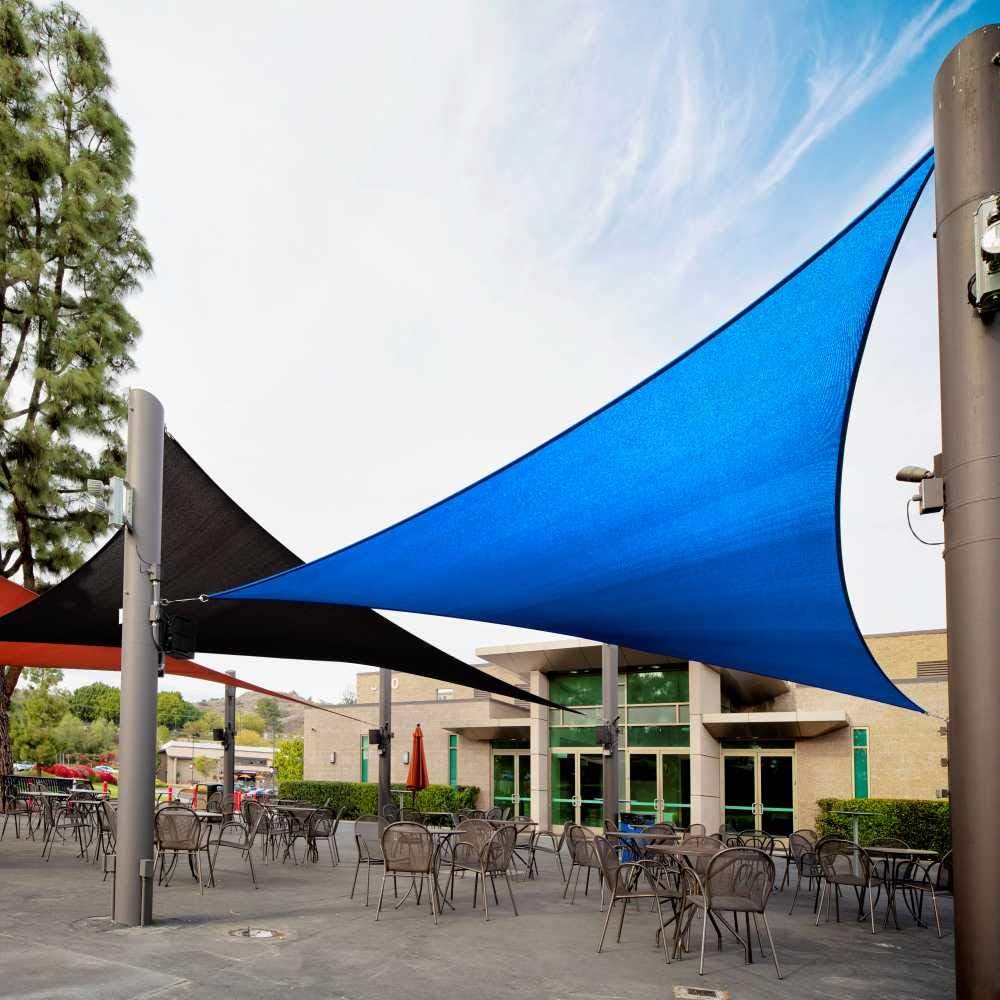 Royal Shade 10' x 10' x 10 Blue Triangle Sun Shade Sail Canopy Awning Outdoor Patio Fabric Shelter Cloth Screen Awning - 95% UV Protection, 200GSM,5 Years Warranty, We Make Custom Size