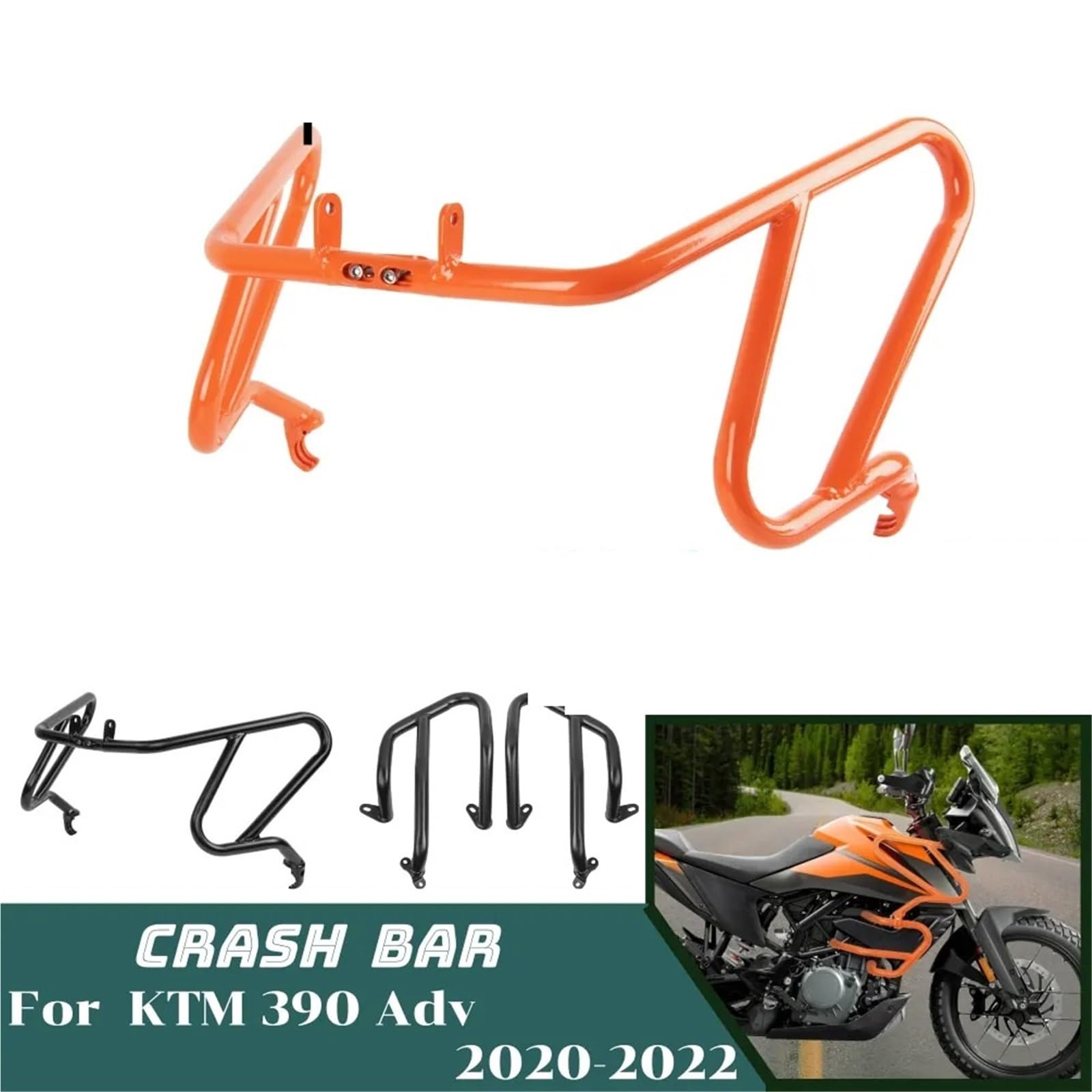 Gmoli Motocyklowych bloków zderzaka Pasuje do KTM 390 Adv 2020-2023 2022 Osłona silnika Crash Bar Rama motocykla Zderzak Pasuje do 390 Adv Akcesoria Adventure(Only Lower-Black)