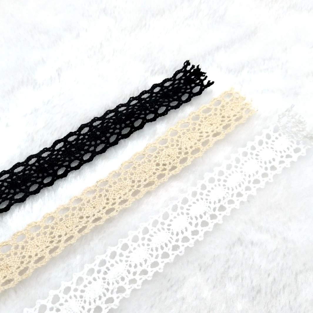 Ruban à tricoter en dentelle, 2cm, 5 mètres, blanc, noir, ivoire, for bricolage, vêtements, couture, Scrapbooking(White)