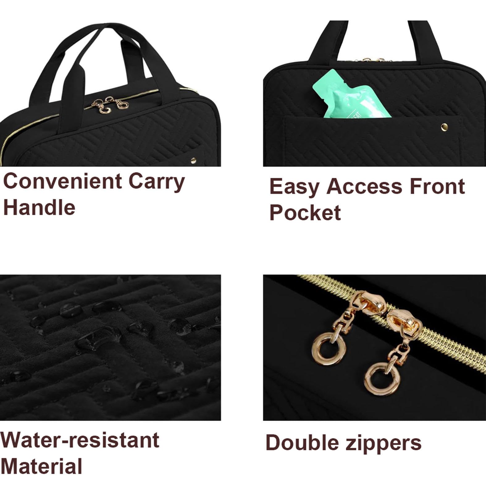 Borsa per Trucchi Portatile con Gancio per Appendere, Borsa da Toilette Impermeabile per Donne e Ragazze, Borsa per Cosmetici di Grande Capacità, Accessori da Viaggio,A