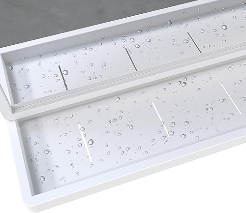 Miniatura 6 de ANYHI Espejo de pared de baño blanco de 32 x 24 pulgadas con estante espejo de baño moderno para pared espejo rectangular para colgar en la pared