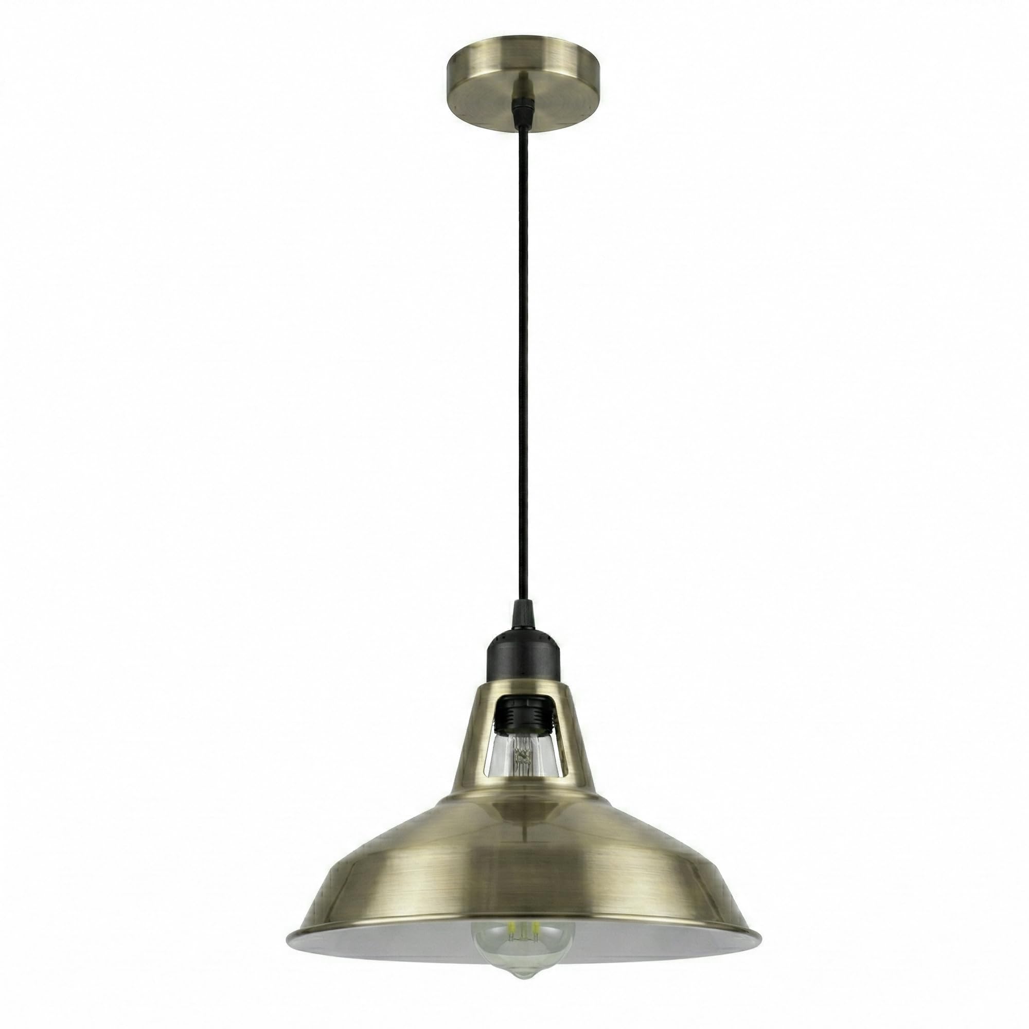 LEDSone Vintage Loft Style Pendant Light Satin Nickel 30cm Metal Shade Light for Kitchen Island, Dining Room & Bedroom