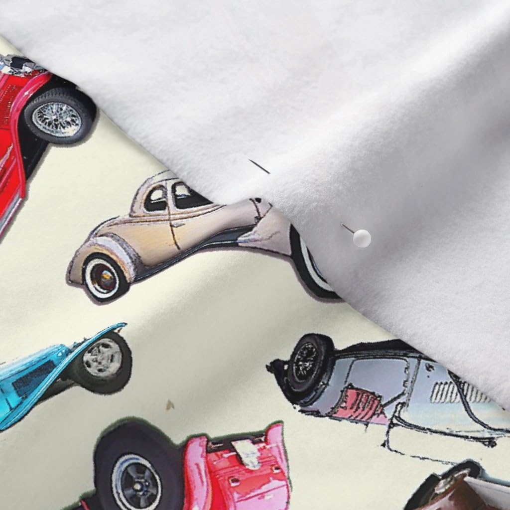 Spoonflower Fabric - Ditsy Vintage Cars Masculine Scattered Old Boys Printed on Polartec(R) Fleece Fabric by The Yard - Sewing Blankets Loungewear and No-Sew Projects