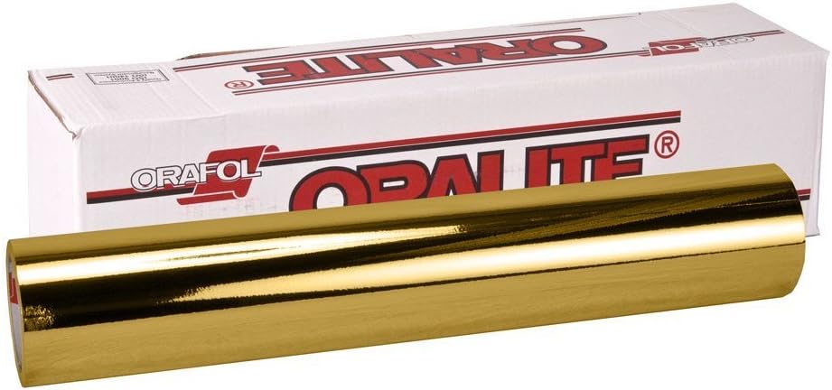 ORACAL 351 Mirror Gold Chrome Vinyl 12 Inch x 24 Inch Wrap Roll for Cricut, Silhouette & Cameo Including Hard Yellow Detailer Squeegee (3 Rolls)