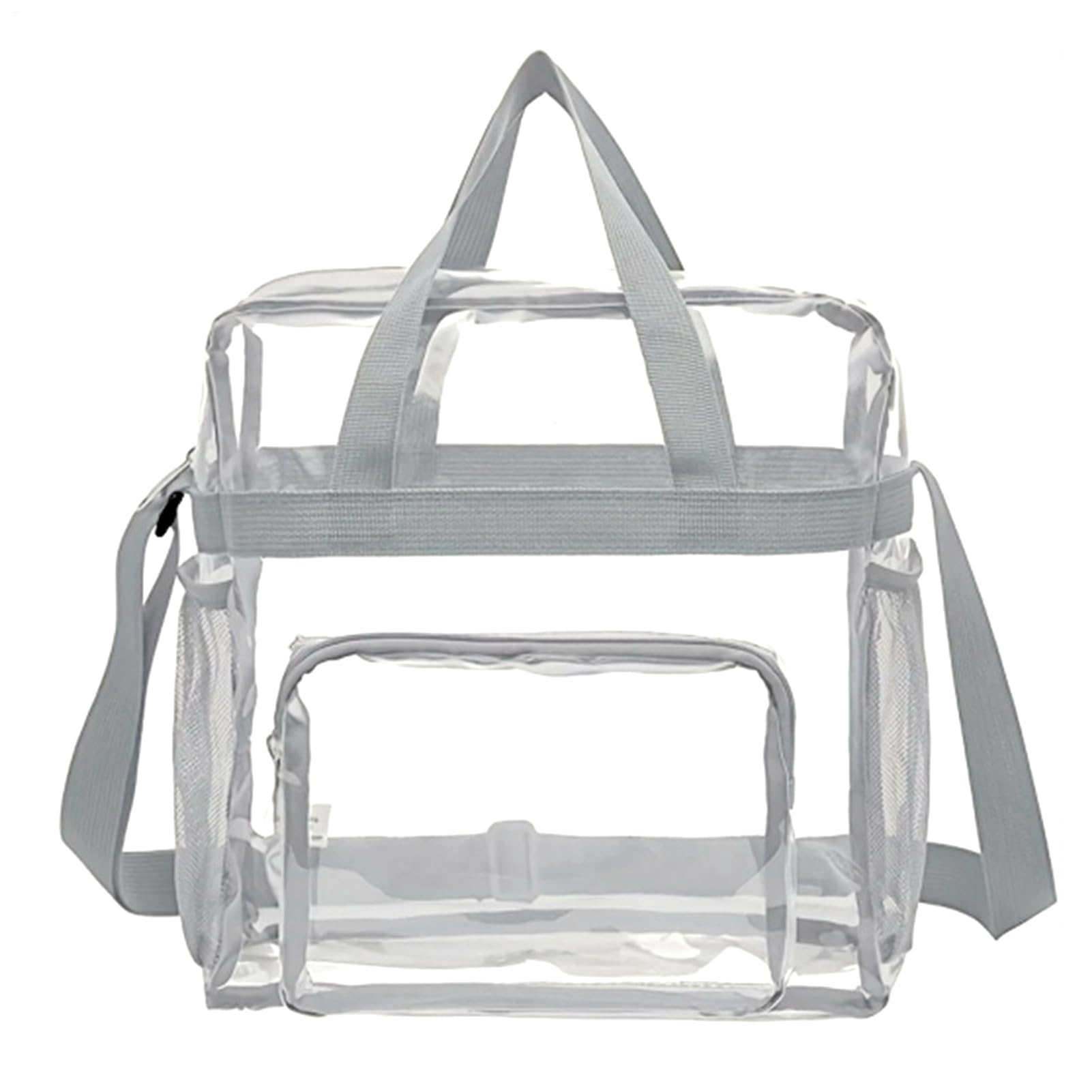 Borsa per il trasporto trasparente, piccola borsa a tracolla trasparente in PVC, borsa da stadio con cerniera e tasche per shopping, viaggi, festival