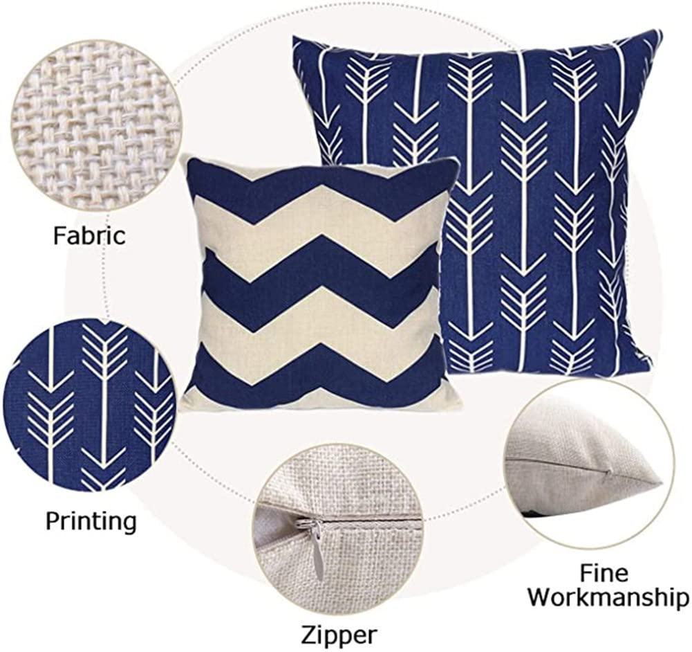 Set 4 Federe Per Cuscini Decorativi 40x40 Cm | Lino Naturale Con Stampa Fiori Astratti | Doppia Faccia Con Cerniera