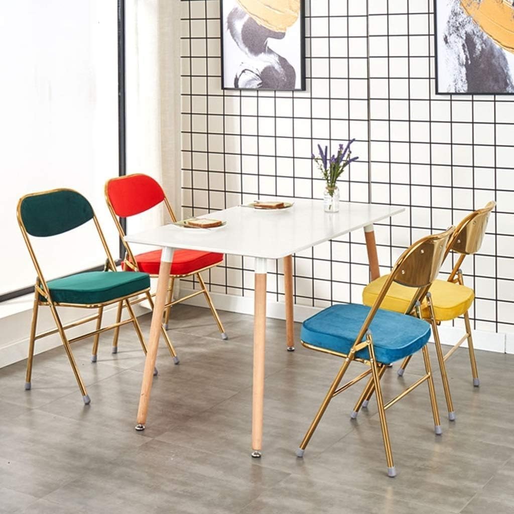Folding Flannel Chair with Cushion for Indoor Use Portable Visitor for Living Room and Restaurant(Sky Blue)