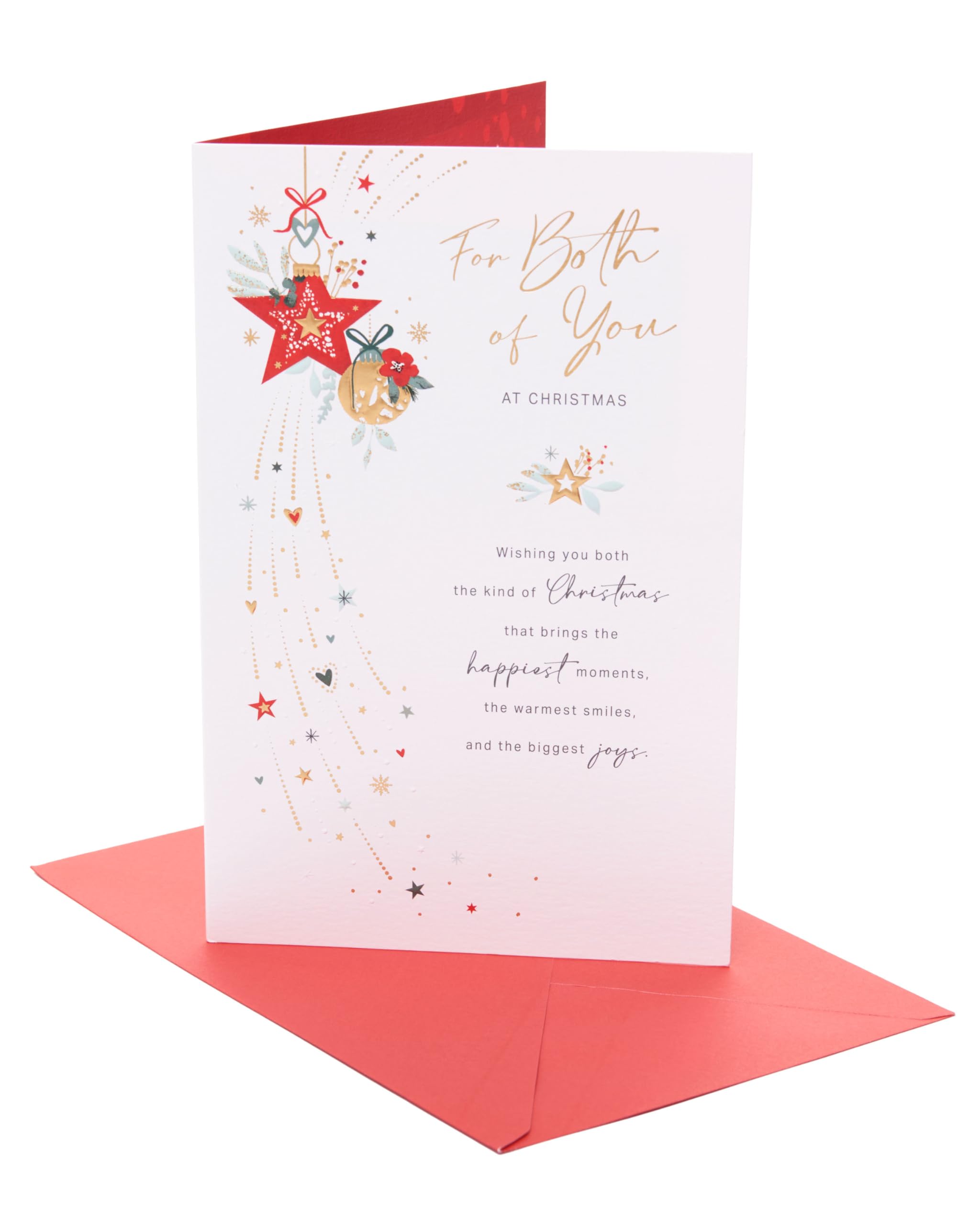 UK Greetings | Christmas Card for Both of You | Xmas Presents | Her/Him | Star and bauble duo | With Envelope | 25.4 x 16.5 cm