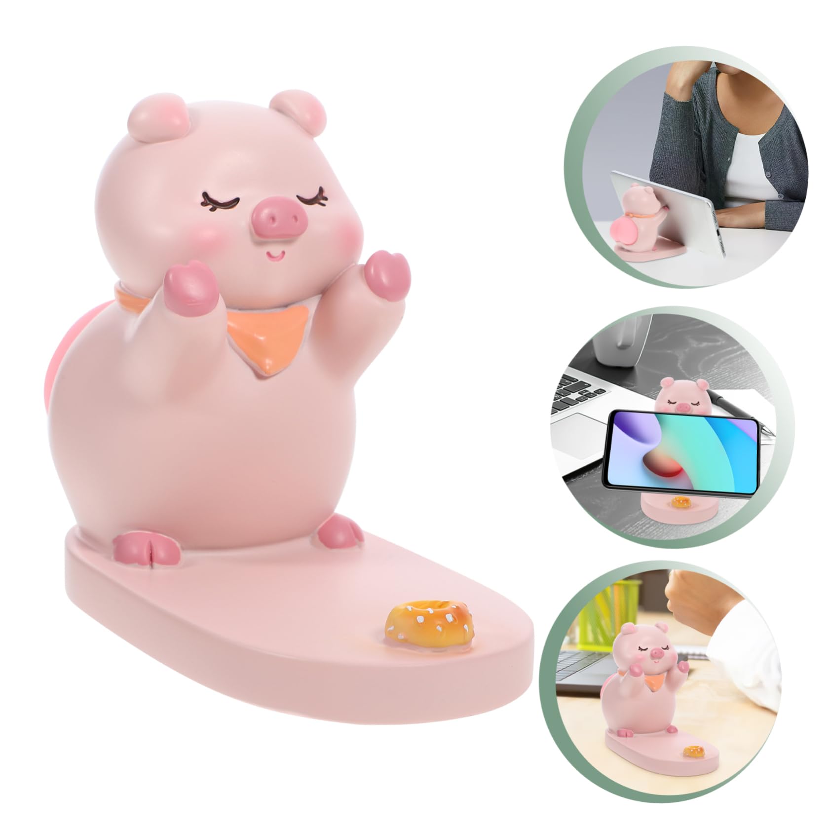 Mikikit 4 Pezzi Adorabile Supporto Per Telefono Da Tavolo in Resina A Forma Di Maiale Supporto Universale Per Telefono Cellulare Supporto Per Scrivania