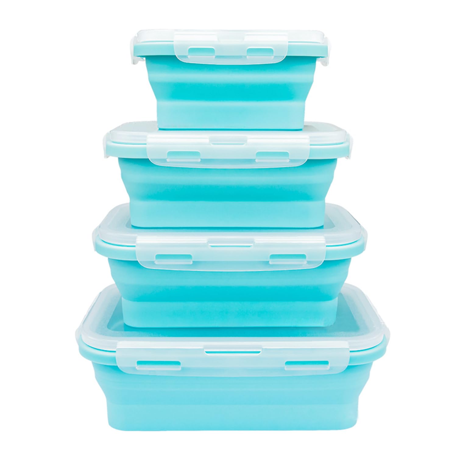 MOUFIER Silicone Food Storage Containers with Lids Airtight, Collapsible Silicone Lunch Bento Box for Kitchen Camping, BPA Free, Microwave and Freezer Safe (Blue)