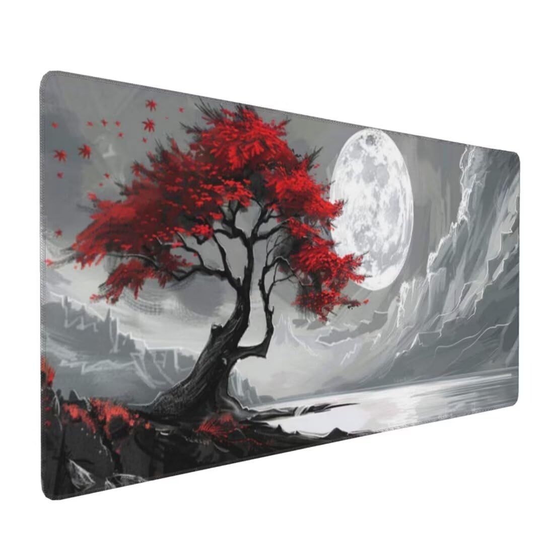 Tapis de Souris Arbre de Vie Tapis de Souris XXL 1200x600 mm, Imperméable Tapis de Souris Gamer XXL Tapis Souris Lune Mouse Pad, Base Atidérapante, Haute Précision et Vitesse pour Deco Bureau -MU603