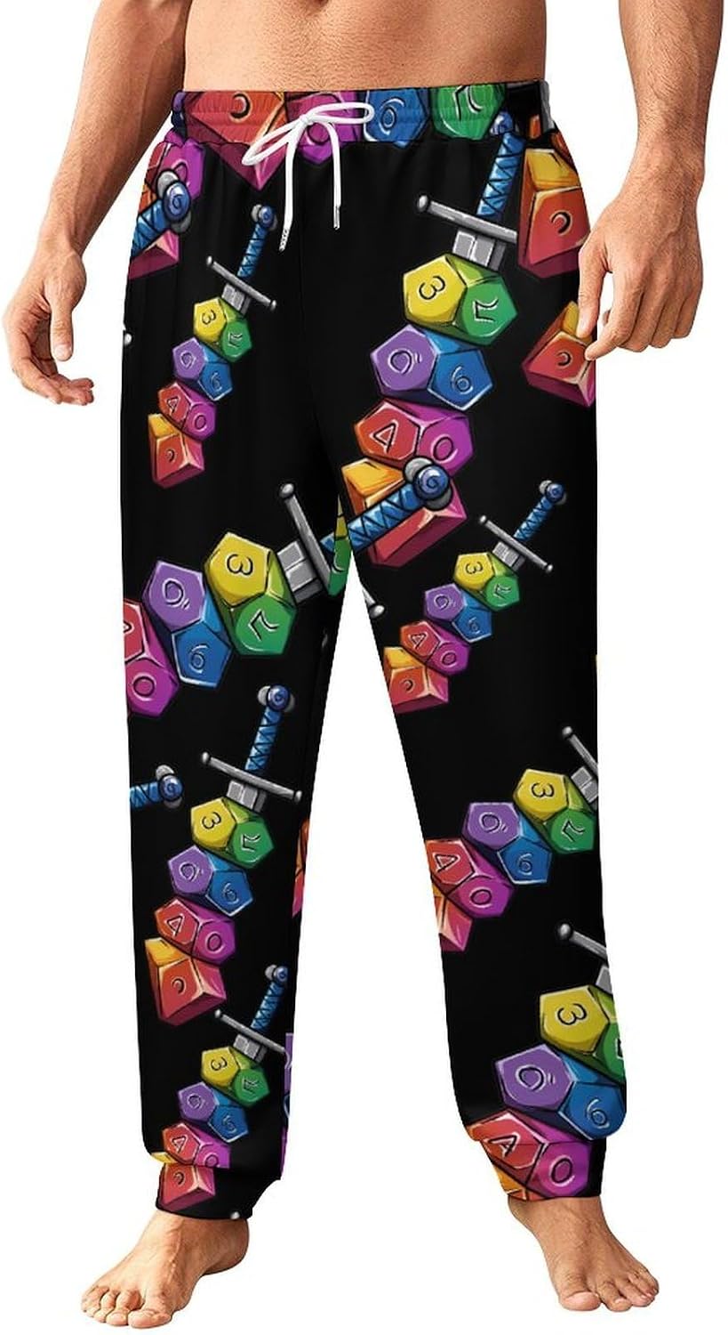 Colorful Dice Collector Sword Men's Pants Athletic Workout Sweatpants Jogger Casual Pant for Sports Home