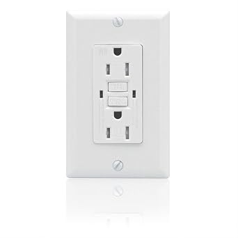GFCI 15 Amp Self Test, Tamper TR and Weather WR Resistants Duplex Receptacle, Standard Decorative Outlet with LED Indicator, Ground Fault Circuit Interrupter, UL 943, White 1-Pack