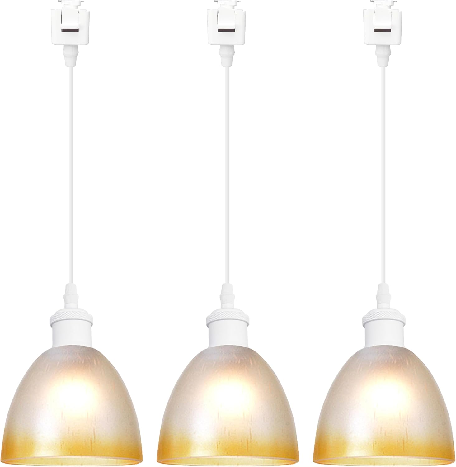 Kiven J-Type track lighting pendants,Modern J track pendant lights with Glass Globe,3-Light Track Lighting Fixture for Kitchen Island Hallway Restaurant,White Socket