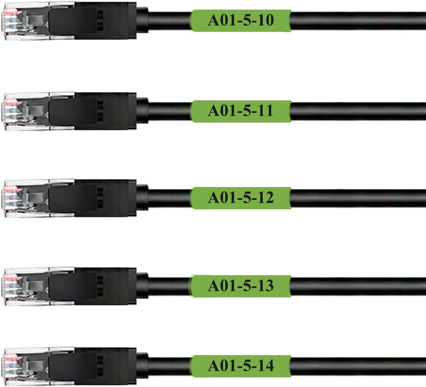 Mr-Label Self-Laminating Wrap Around Cable Labels – Letter Sheet Laser Printer Only – for Wire Marking Identification (Green, 25 Sheets (800 Labels))
