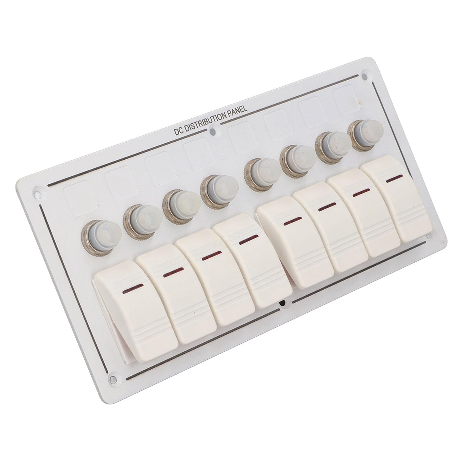Switch Panel with Red LED, 8 Gang Aluminum Alloy Switch Control Panel with Overload Protector, IP65 Marine Switch Panel, Electronicswitch