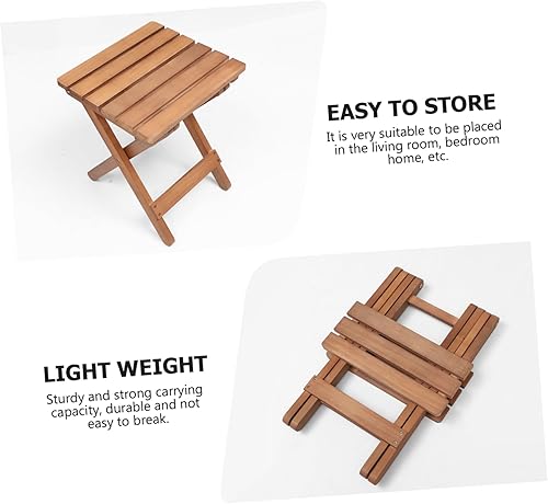 Miniatura 4 de Chic Solid Wood Long Strip Folding Chair Stool Kitchen Stool Portable Natural Wood