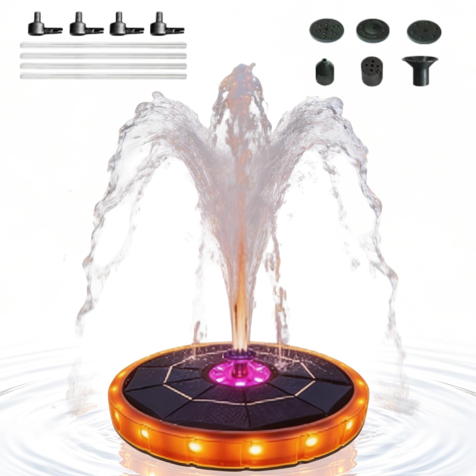 Fontaine solaire LED autonome pour embellir le jardin sans fil