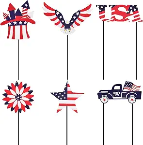 6 Pcs Fourth of July Decorations Outdoor Patriotic Garden Stakes Metal