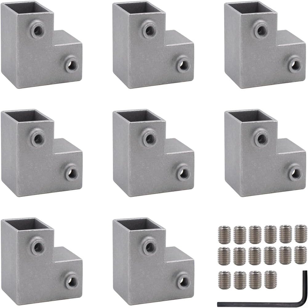 8 Pieces 3 Way T Connector Square Tube Fitting for 25mm Pipe, Heavy Duty Aluminium Alloy Bracket Joint for DIY Frame Builder, Garden Fence Repair, Greenhouse Structure Kit, Shed Support and Modular(B)