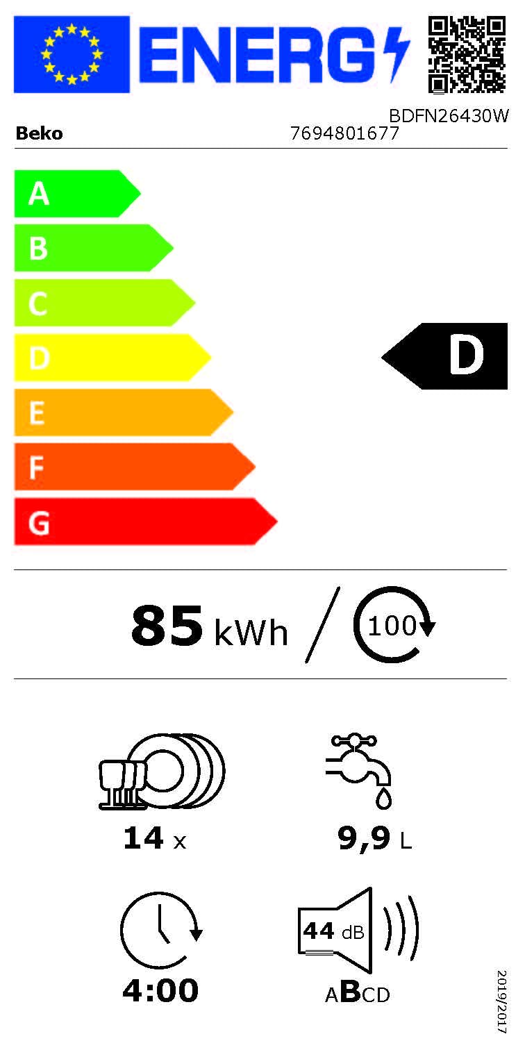 Beko BDFN26430W Geschirrspüler 60 cm, freistehend, unterbaufähig, für 14 Maßgedecke, 6 Programm, 4 Zusatzfunktionen, 3 Spülebenen, HygieneIntense, SelfDry, Programm für Halbe Beladung, Weiß