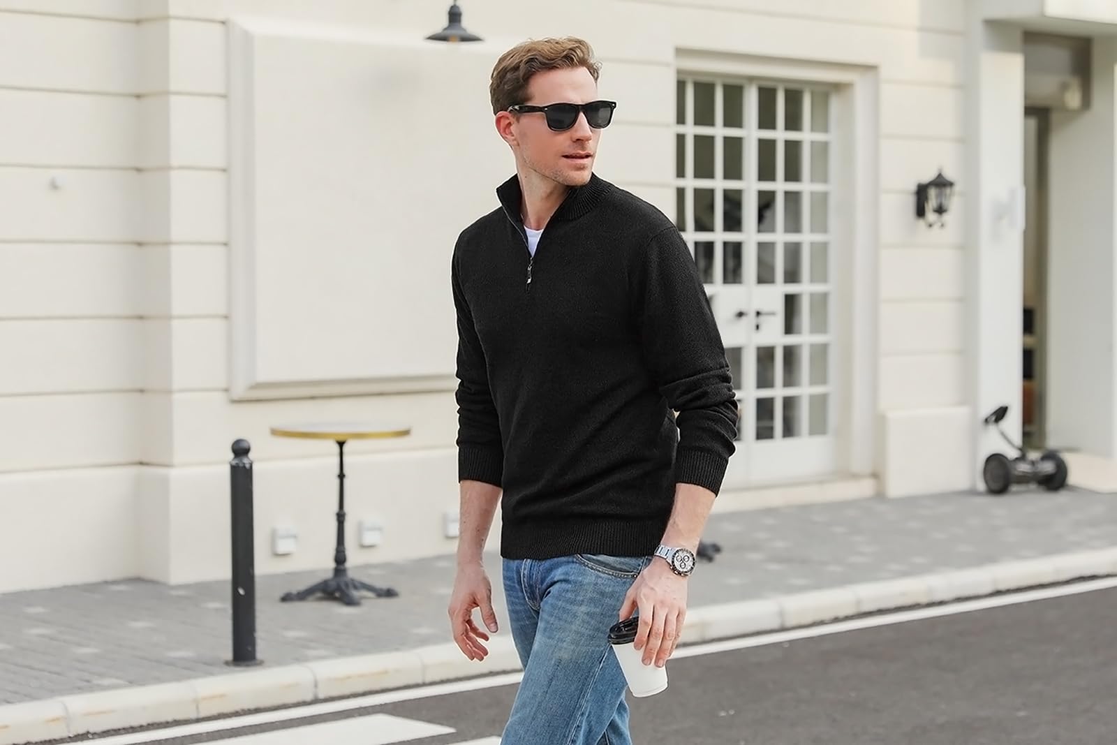 iClosam Maglione Uomo Invernali Collo Alto con Zip Pullover Giacca in Maglia Maglione Pullover Invernale Tenere Caldo