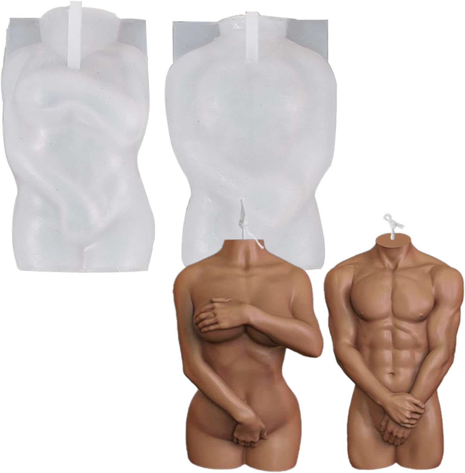 2Pcs 3D Body Sculpting Silicone Molds, Shy Female and Shy Male Candle Mould, Body Art Female Male Moulds for DIY Jewelry, Pendants, Home Craft