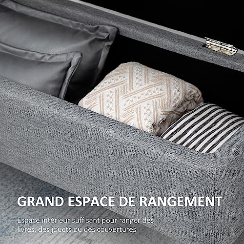 Banc de rangement compact gris avec coffre pour optimiser les petits espaces