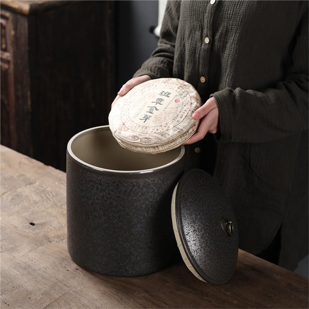 Lata de té Recipiente de Almacenamiento té a Granel Retro, Tarro cerámica Gran Capacidad, Taza, Caja Creativa for Pasteles, almacén for el hogar Carrito de té(B)